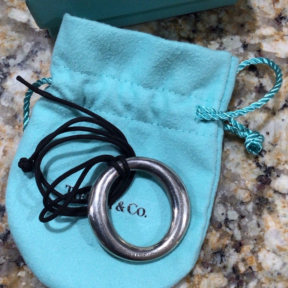 Tiffany & Co. Elsa Peretti Sevillana Pendant with black silk cord. Made in Spain